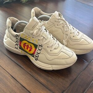 Gucci Men's White Sneakers with Logo Accent